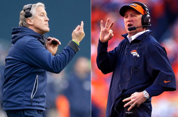 Pete Carroll and John Fox will test their contrasting coaching styles Sunday.